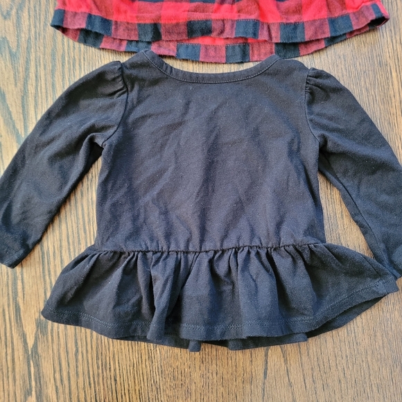 Bundle of 2 Peplum Tops Buffalo Plaid and Black Size Girl's 6 Months - Picture 6 of 7